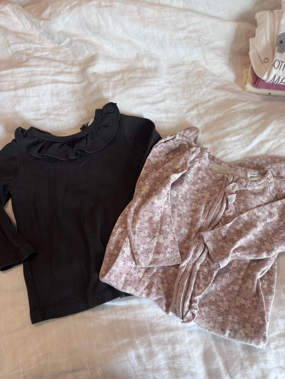 Jamie Kay Dark Brown Girls Ruffle Neck Top & Footie bundle